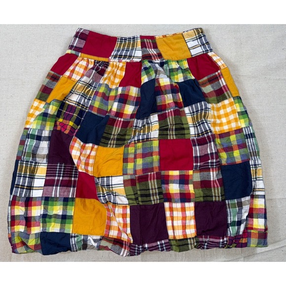 Y2K American Eagle Patchwork Plaid Skirt Sz 6 Bubble Hem Boho Preppy Indie - Picture 1 of 5